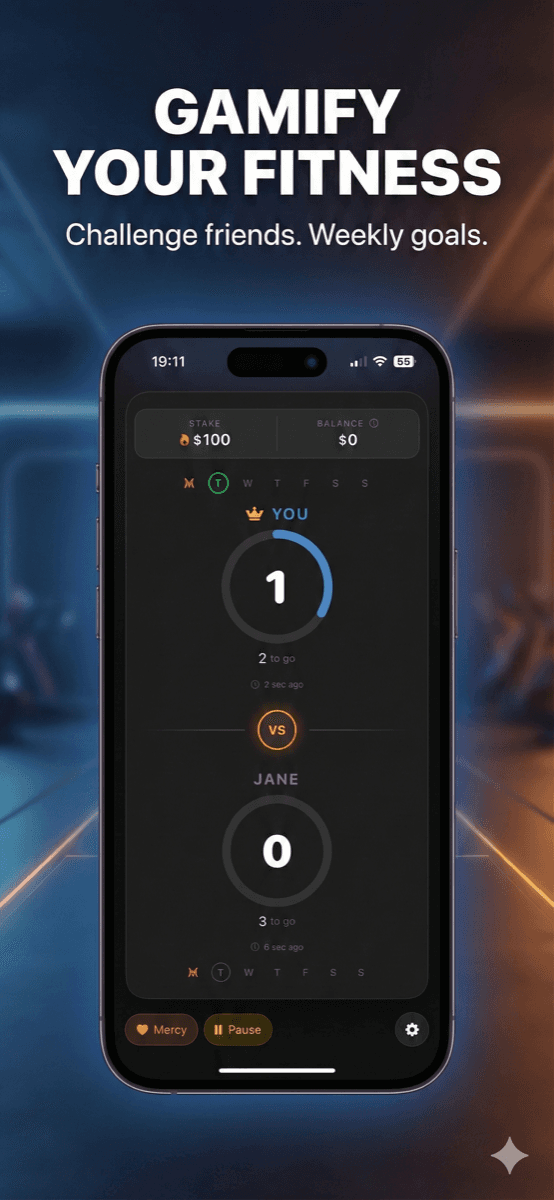 SweatBet — gamify your fitness screen